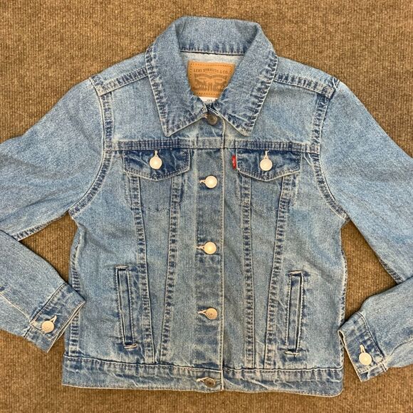 Levis Jacket Girls M (10-12 YRS) Denim Trucker Classic Button 100% Cotton Jean - Picture 1 of 10